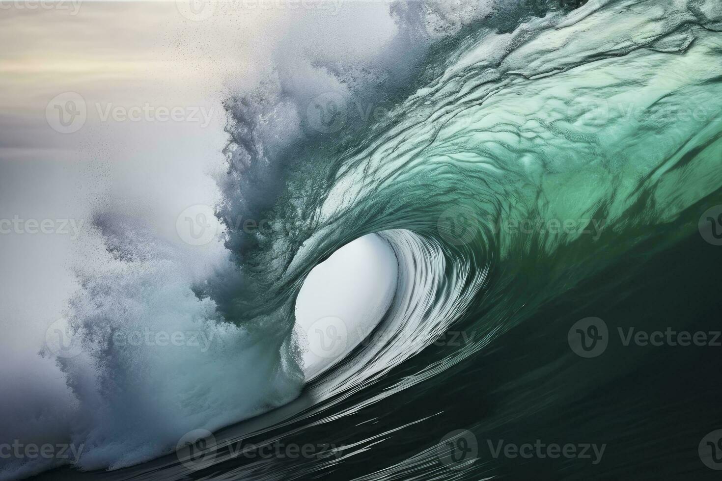 AI generated Extreme close up of thrashing emerald ocean waves. AI Generated photo