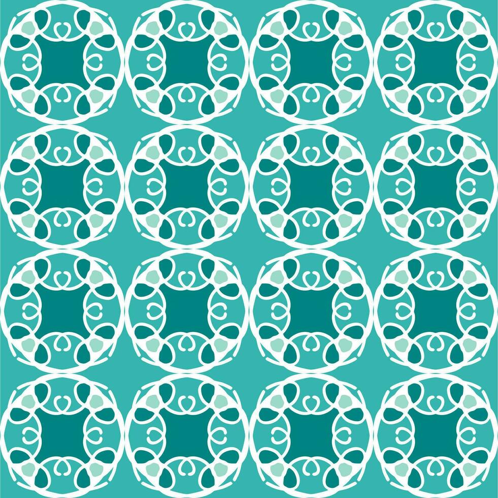 blue turquoise aqua menthe vintage floral interior seamless flat design background vector illustration