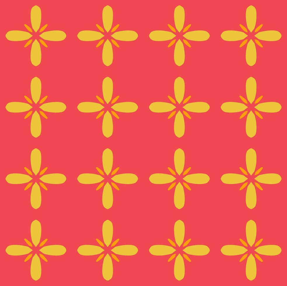 yellow red mandala floral creative seamless pattern design background vector illustration