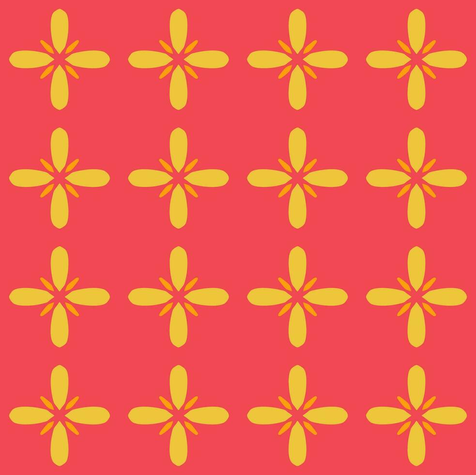 yellow red mandala floral creative seamless pattern design background vector illustration