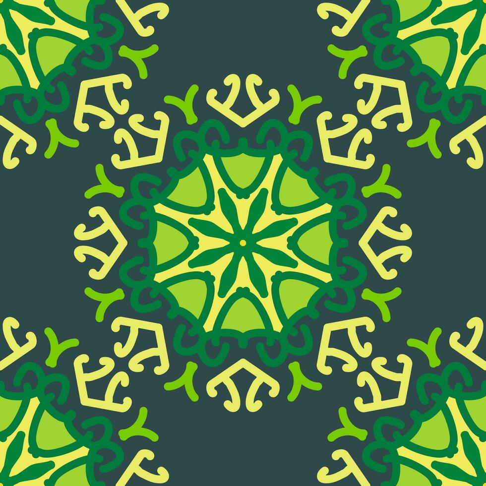 sin costura modelo amarillo ligero soleado verde menta aceituna bosque mandala floral creativo diseño antecedentes vector ilustración