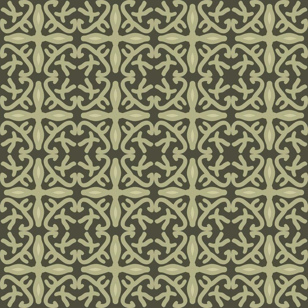 green brown olive mandala art seamless pattern floral creative design background vector illustration