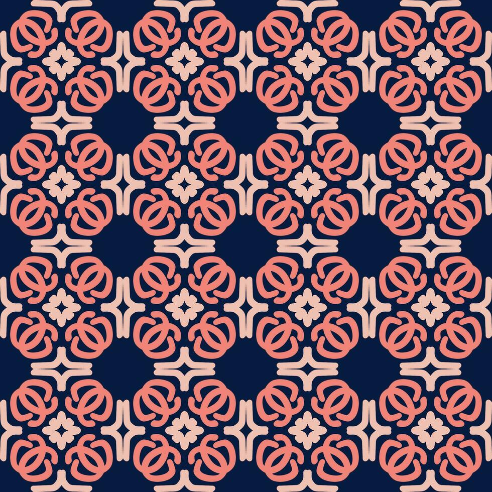 blue pink cream mandala art seamless pattern floral creative design background vector illustration