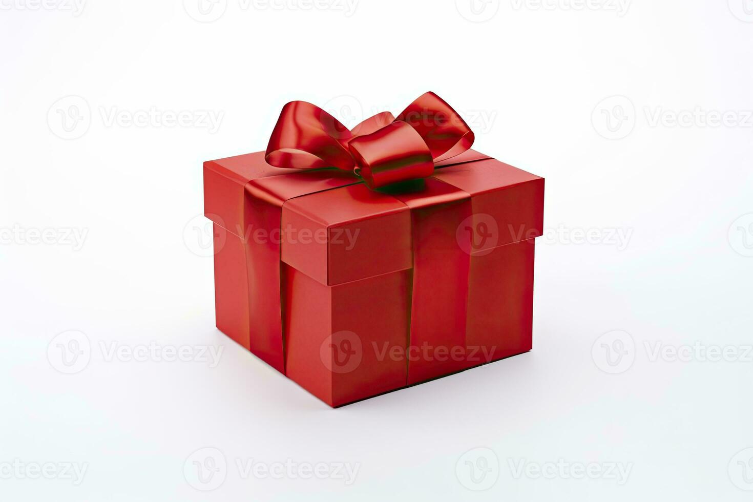 AI generated Gift box with red ribbon isolated on white background. AI Generated photo