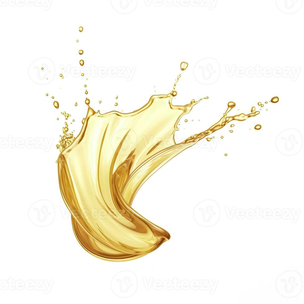 AI generated Golden Oil or Cosmetic essence splash isolated on white background, 3d illustration. AI Generated photo