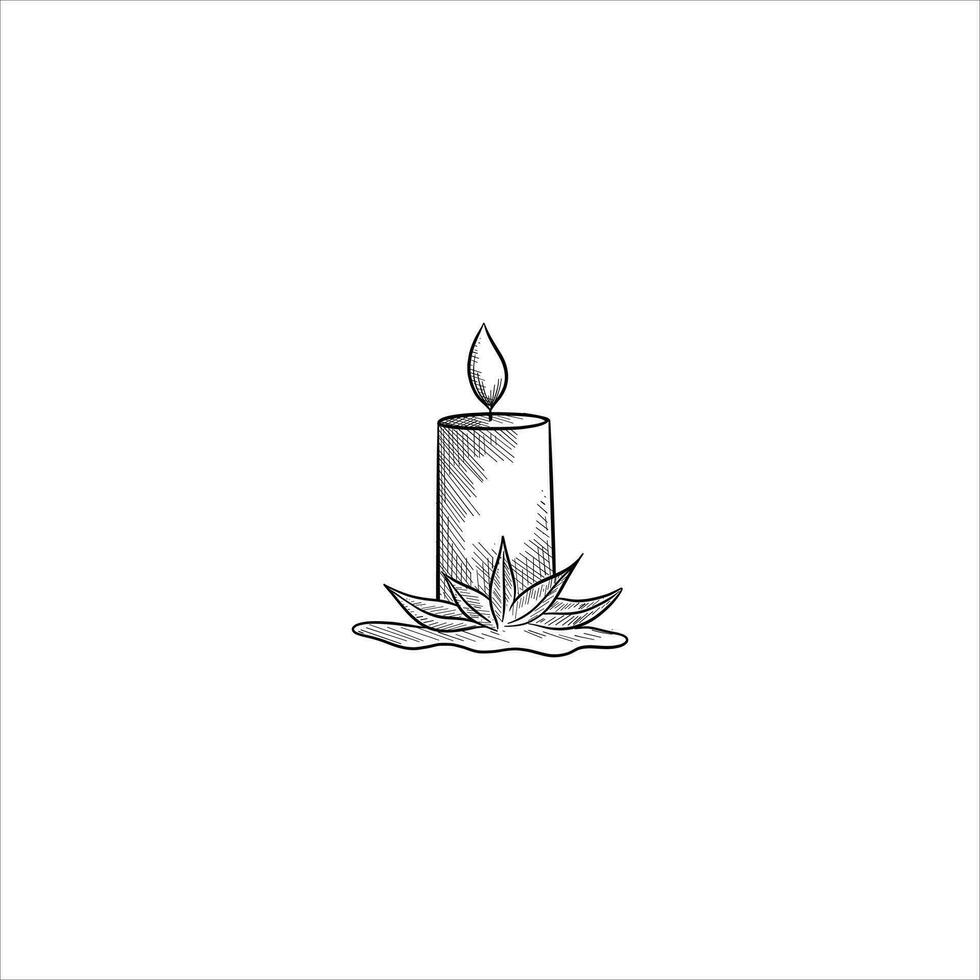 Hand drawn candles. Retro sketches isolated. Doodle line graphic design. Vector vintage black and white images. Vector illustration.