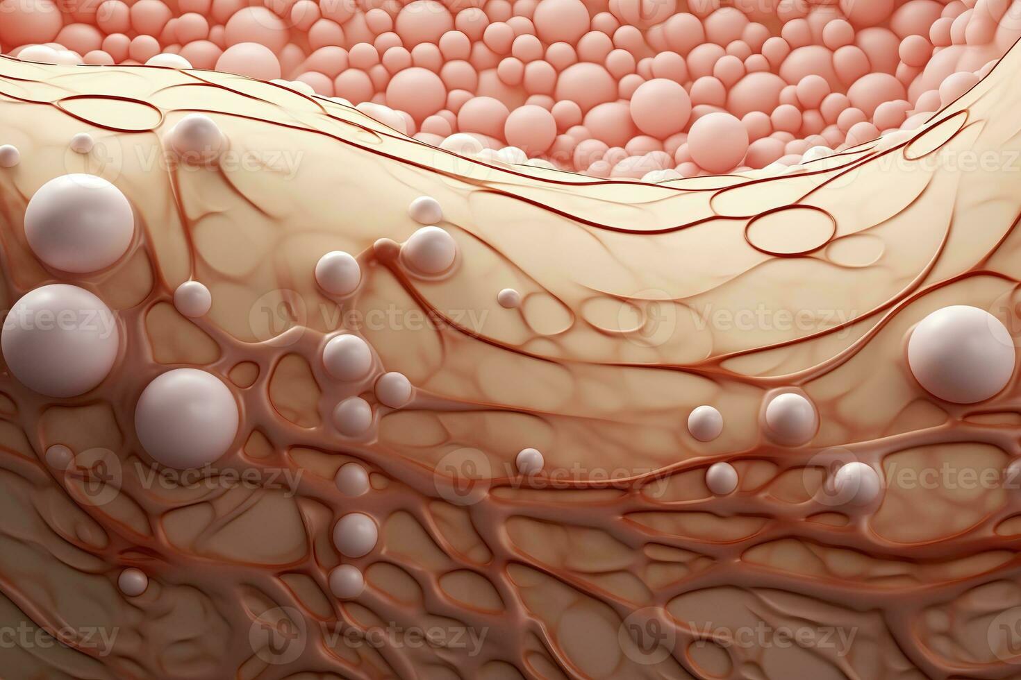 AI generated Saggy skin layer and skin cells, 3D rendering. Generative AI photo