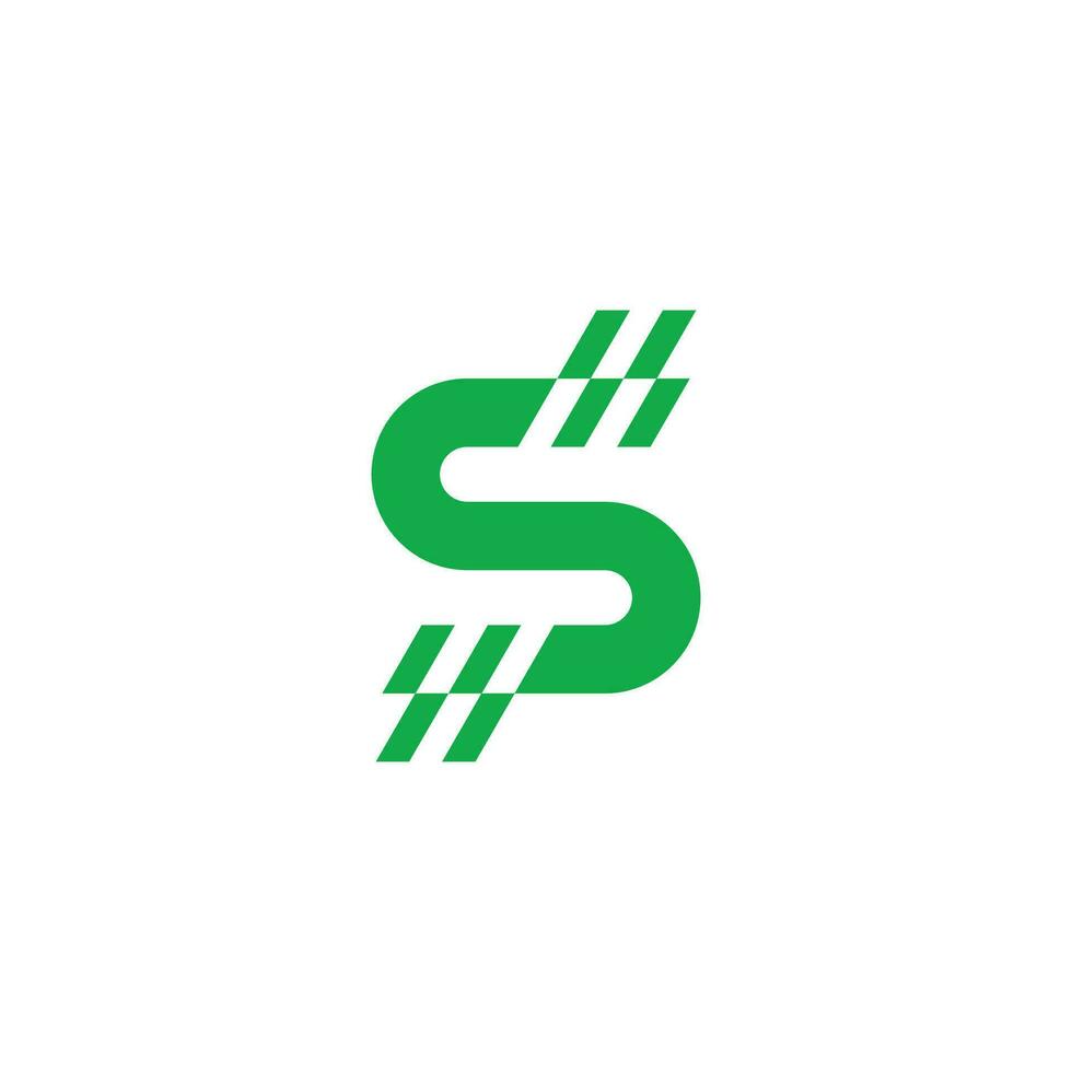 letter s stripes motion green dollar symbol vector