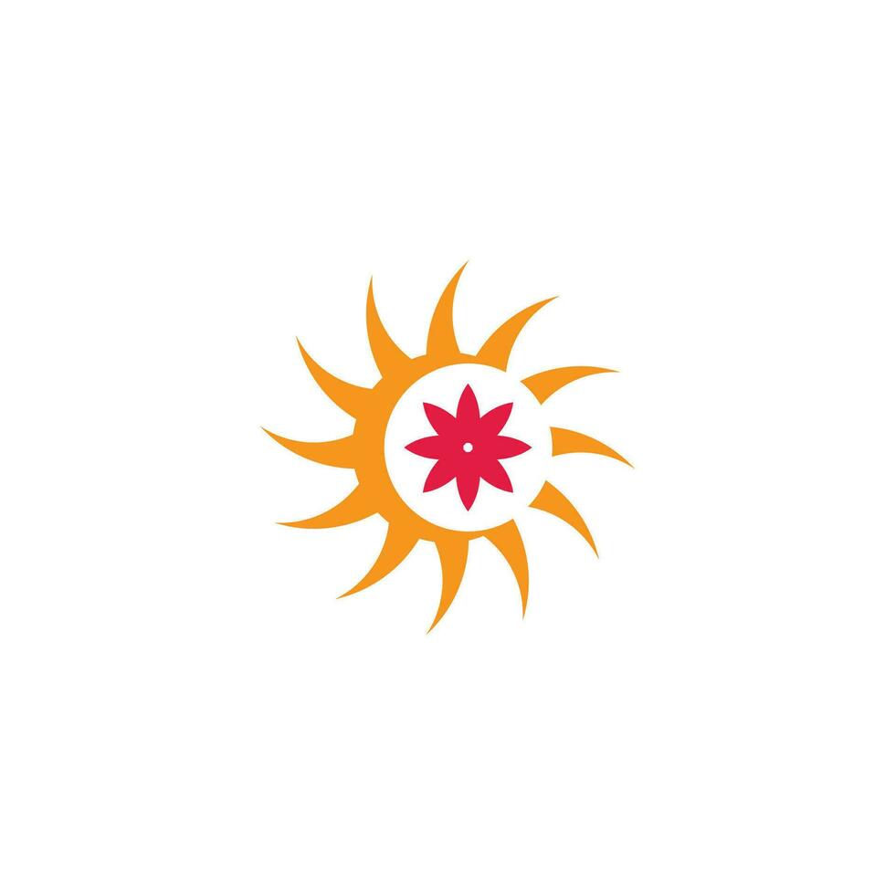 sun and flower simple geometric logo vector