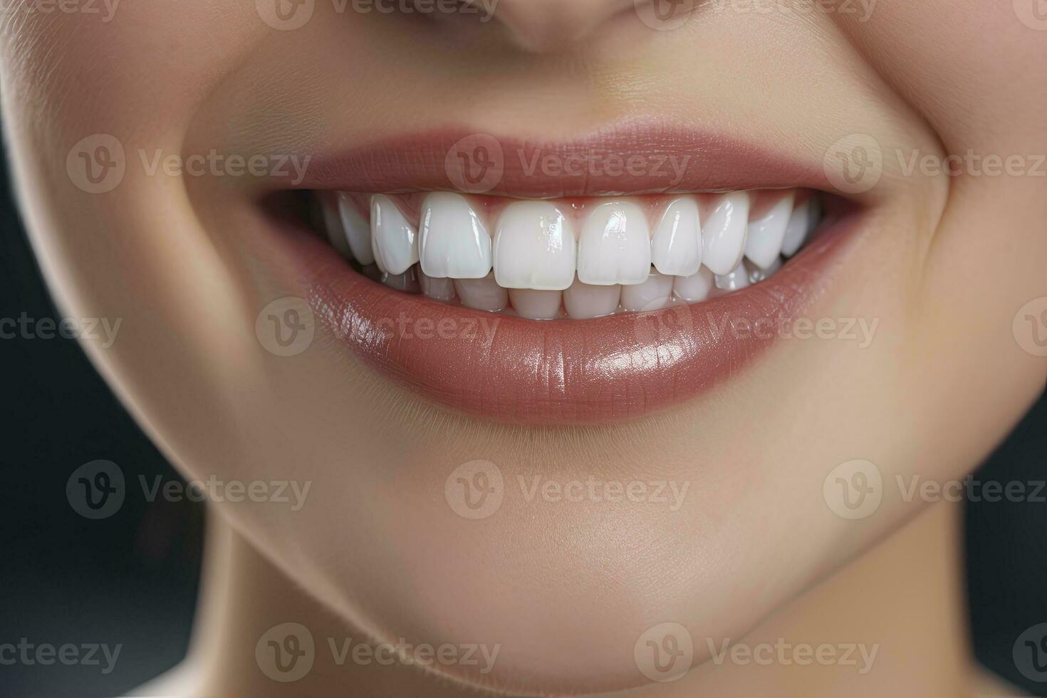 AI generated Close up of a smile with nice white teeth. AI Generated photo
