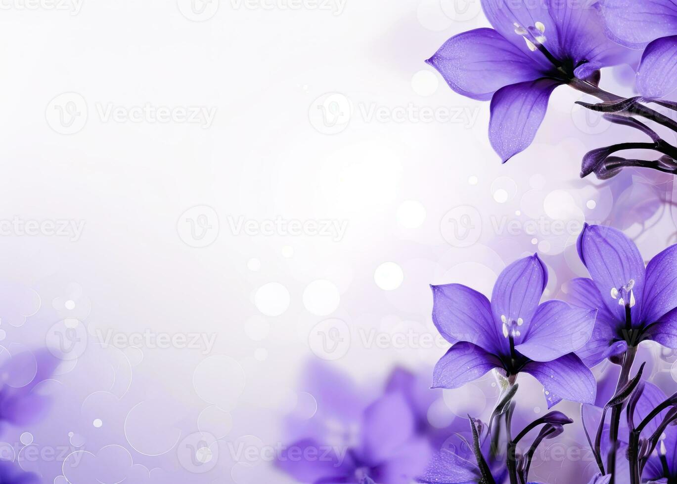 AI generated Abstract spring background with purple flowers. AI Generated photo