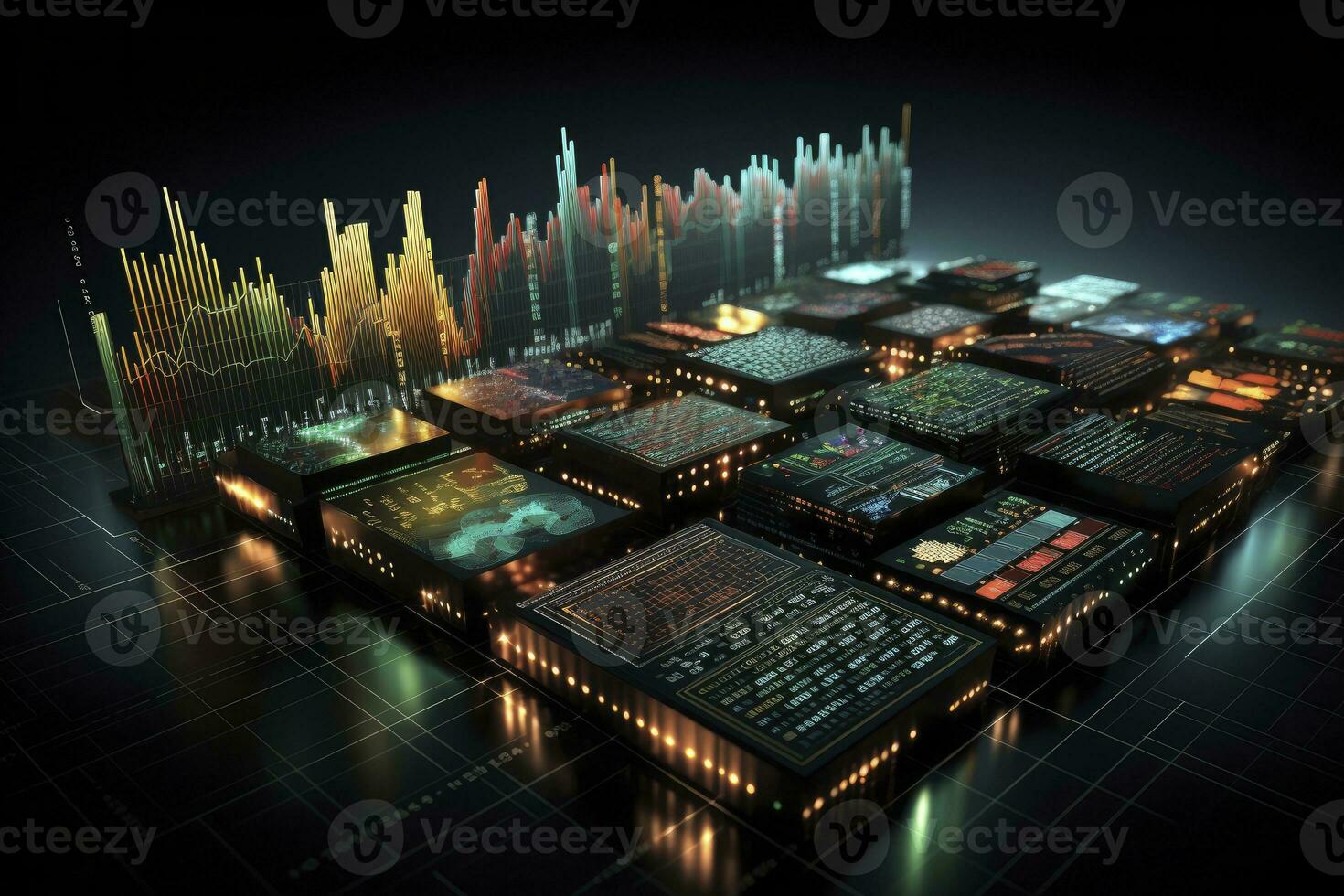 AI generated Digitally Generated Currency and Exchange Stock Chart for Finance and Economy Based Computer Software and Coding Display. AI Generated photo