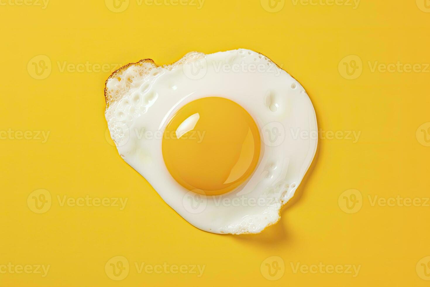 ai generado frito huevo en un amarillo antecedentes. ai generado foto