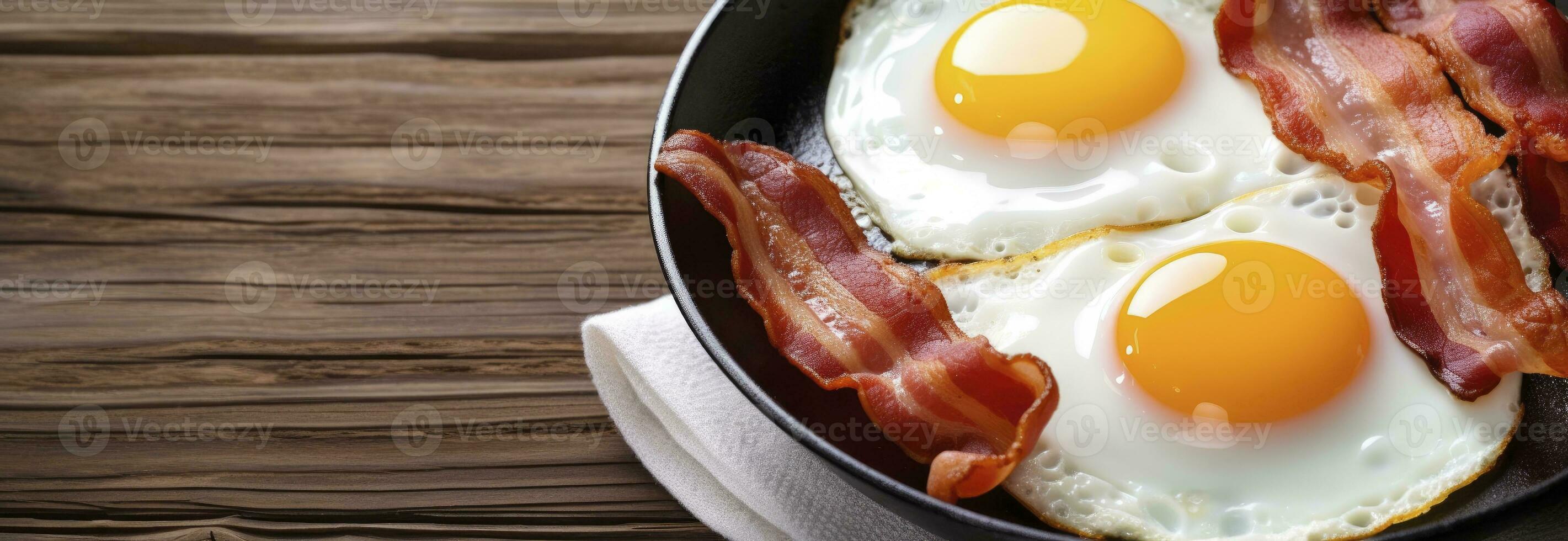 AI generated Fried eggs and bacon. AI Generated photo