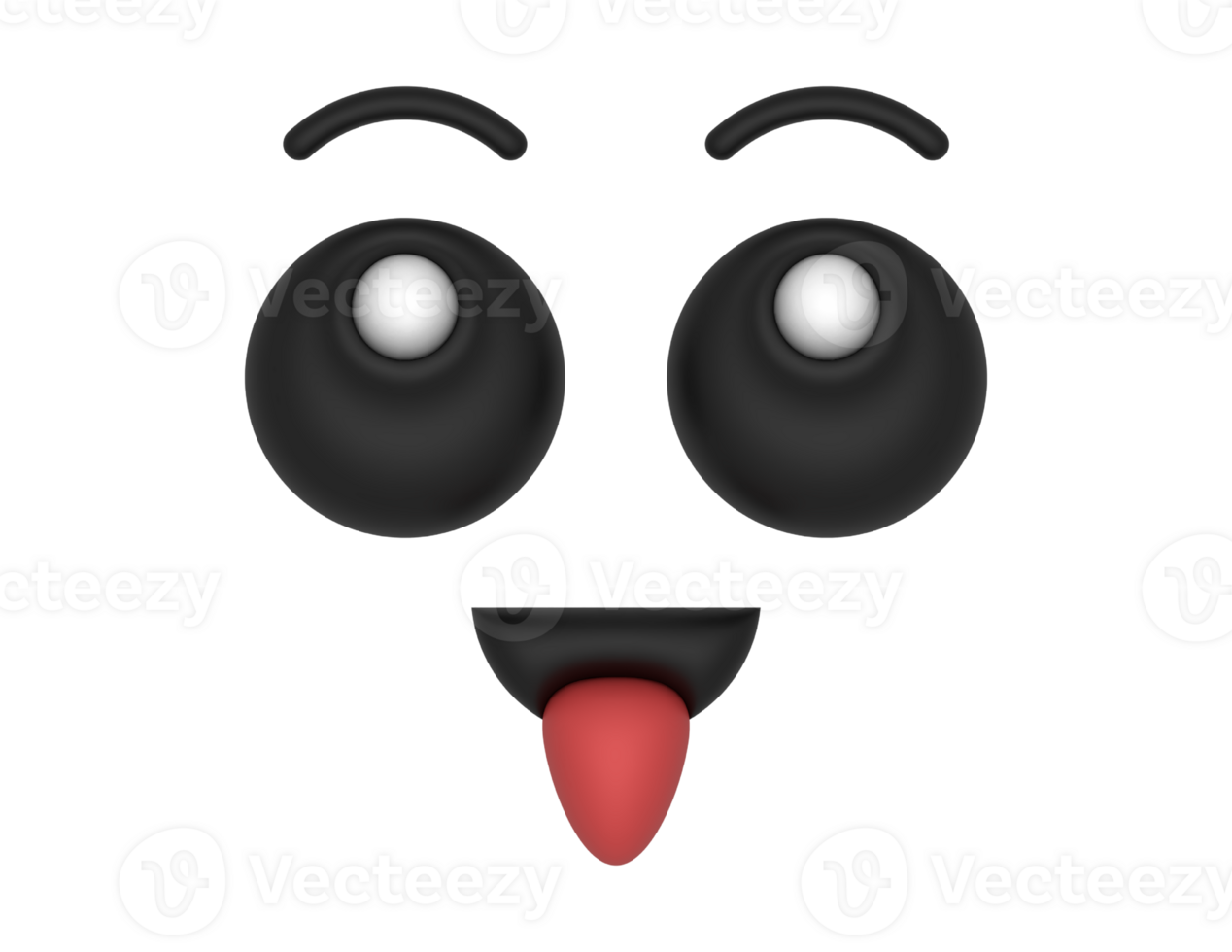 3d desenho animado olhos língua Fora 3 em uma transparente fundo png