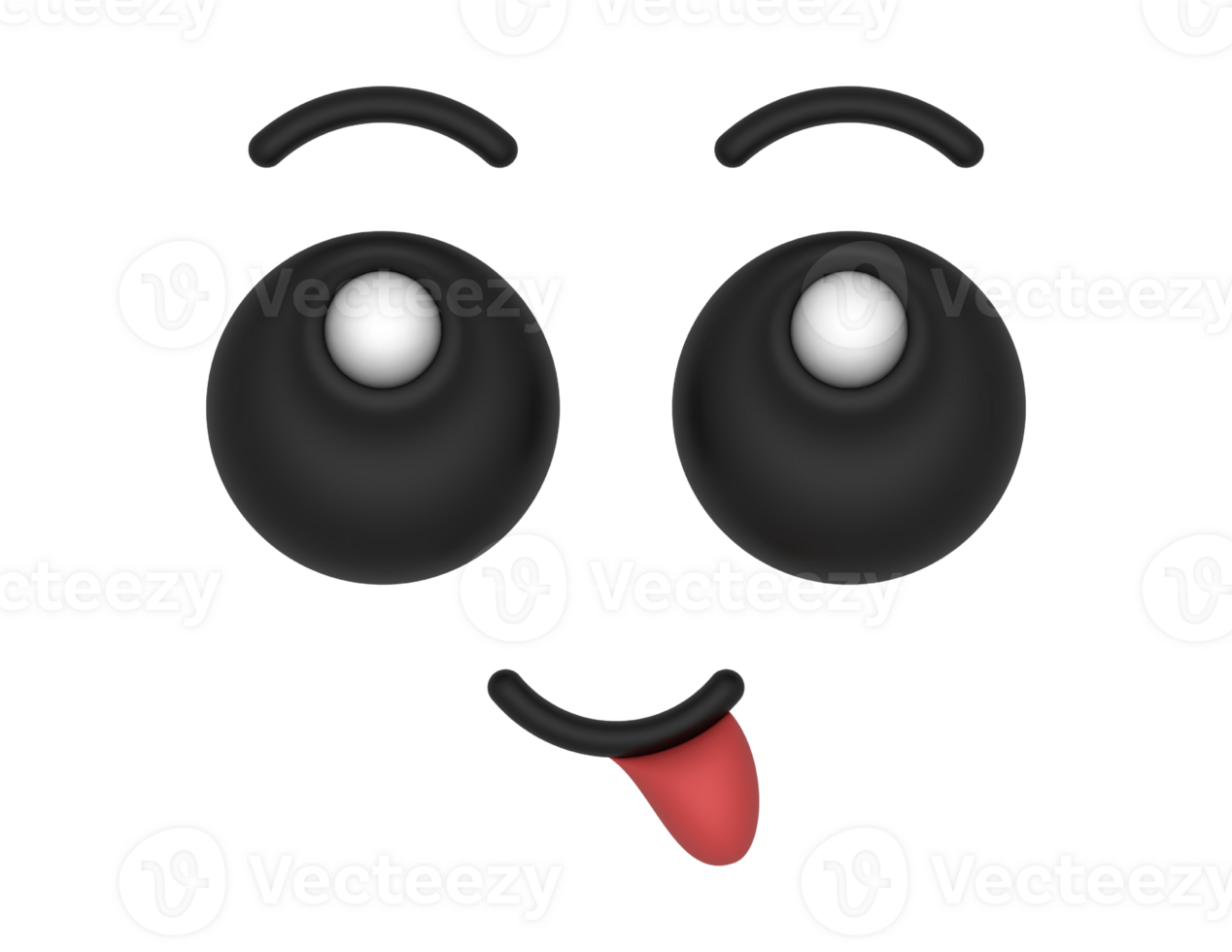 3d Cartoon Eyes Tongue Out 2 on a transparent background png