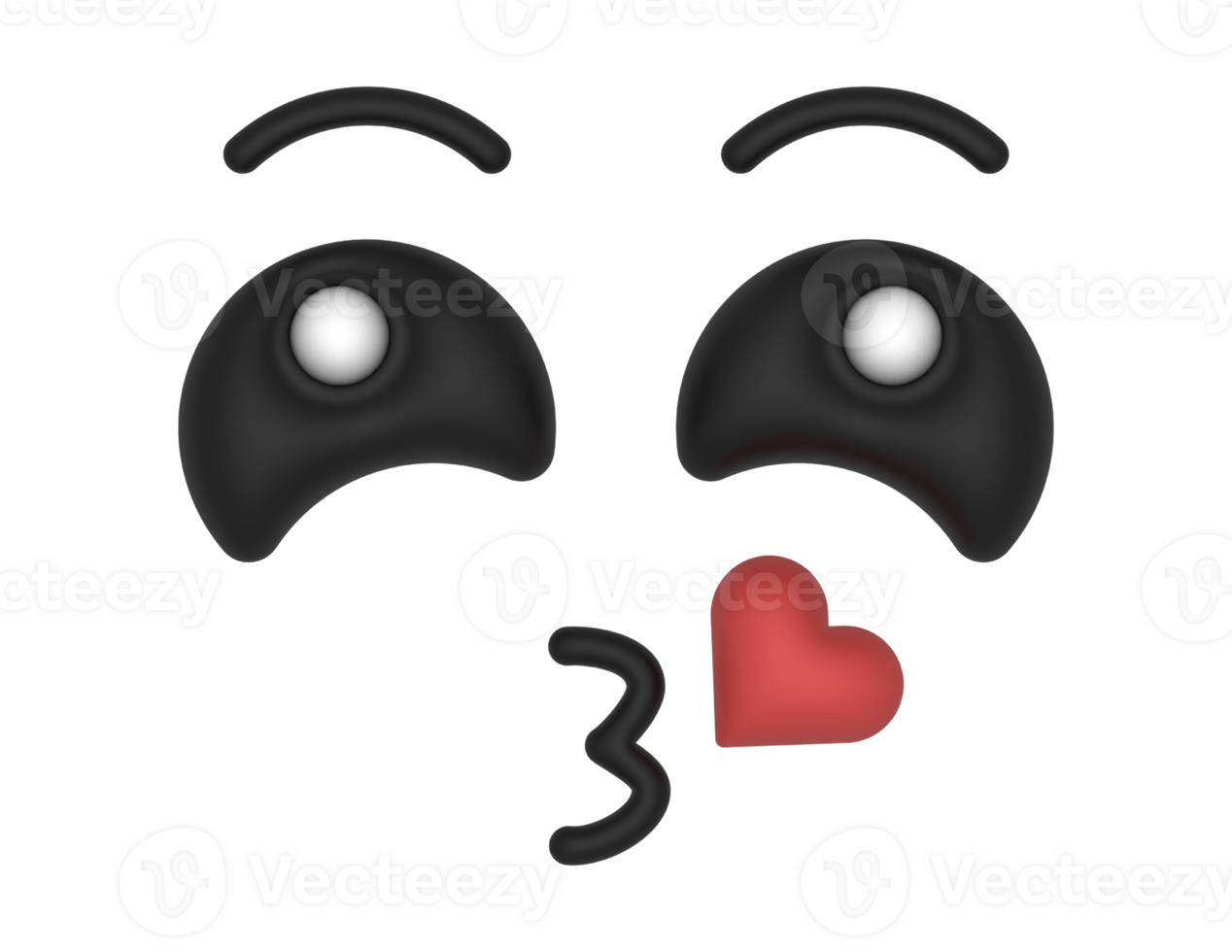 3d Cartoon Eyes Kiss on a transparent background png