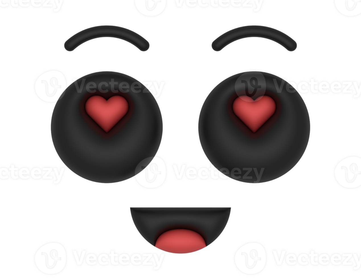 3d Cartoon Heart Eyes on a transparent background png
