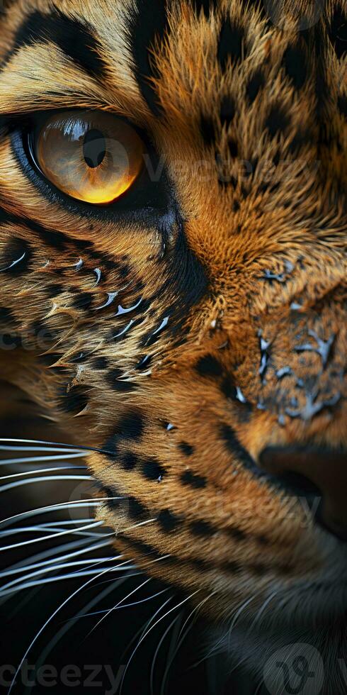 AI generated Leopard macro photography. AI Generated photo