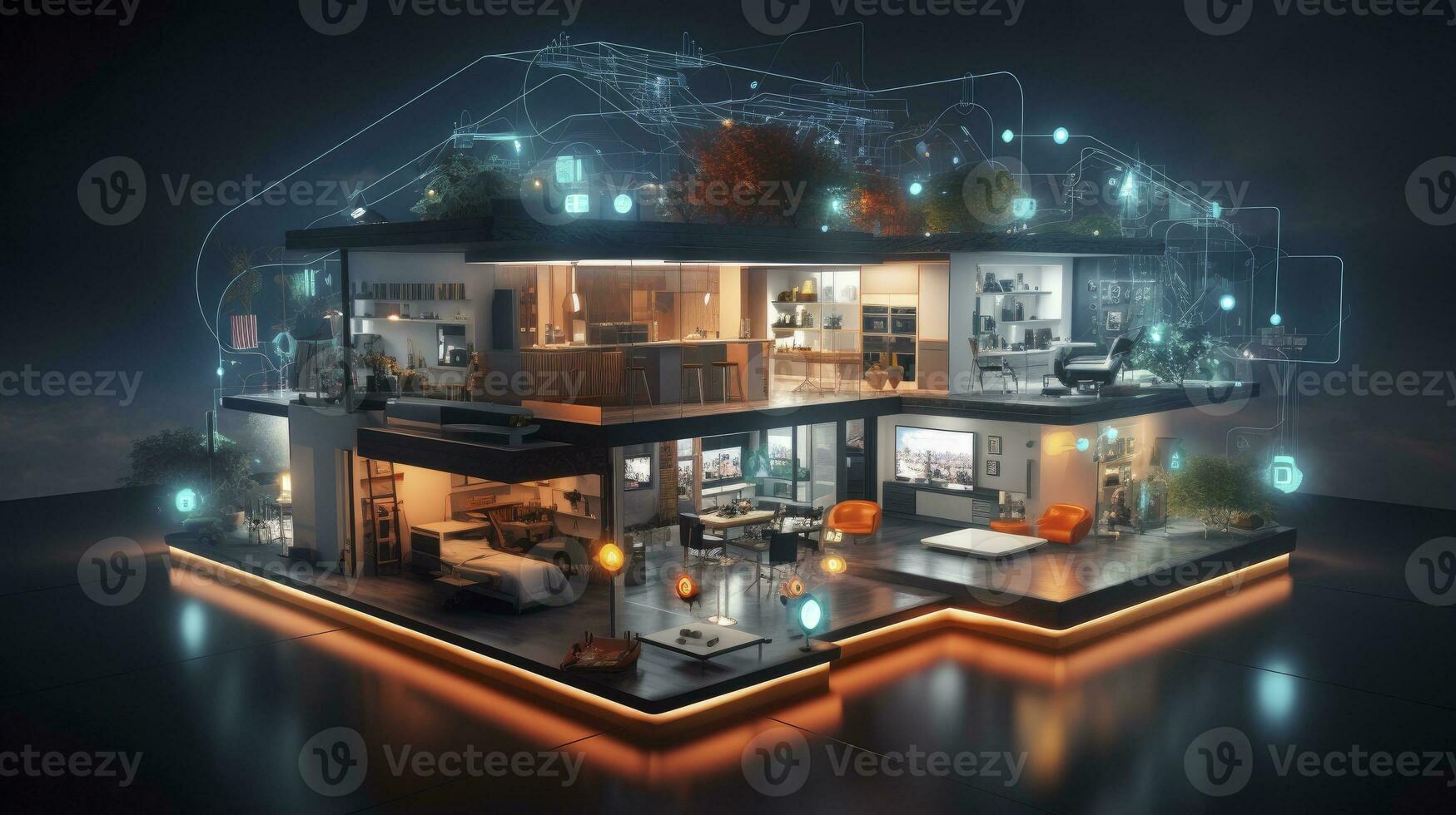 AI generated A Glimpse into the Connected Smart Home of Tomorrow. AI Generated photo