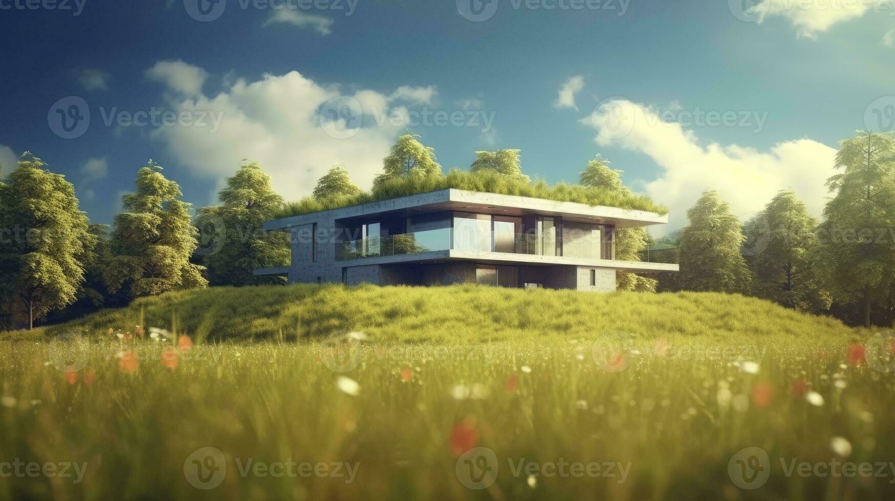 AI generated Green and environmentally friendly housing concept. AI Generated photo