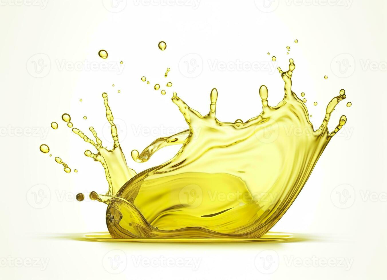 AI generated Olive or engine oil splash, cosmetic serum liquid isolated on white background. Generative AI photo