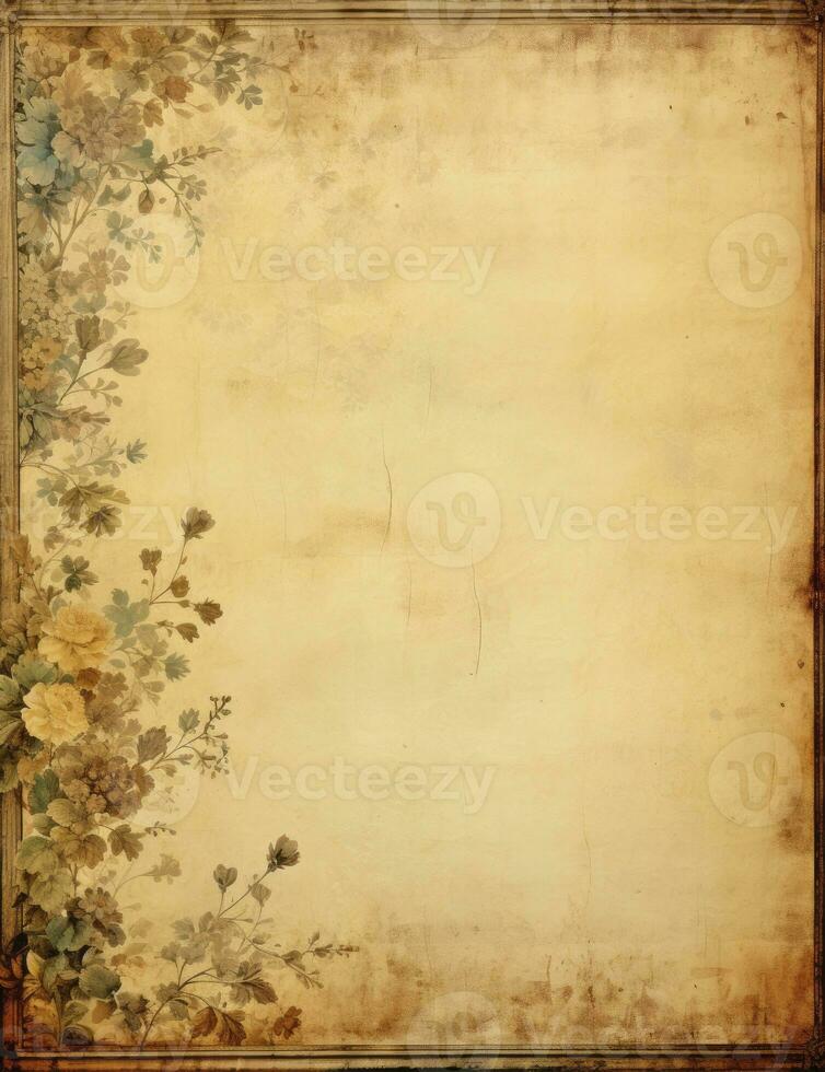 AI generated Sheet of vintage yellowed paper. AI Generated photo
