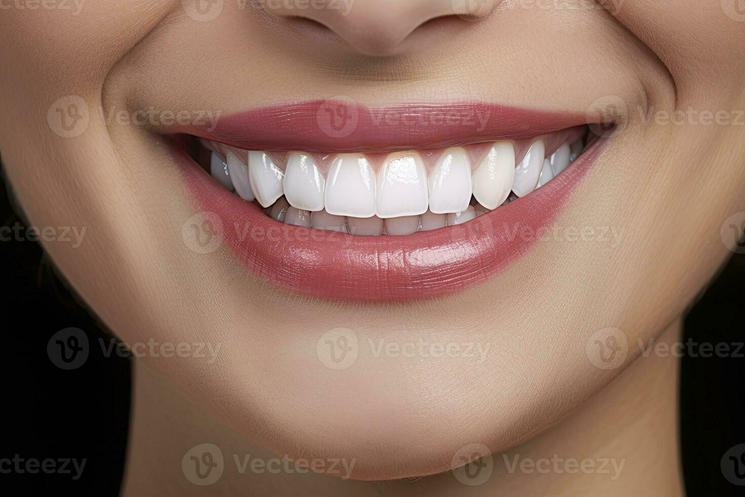 ai generado cerca arriba de un sonrisa con bonito blanco dientes. ai generado foto