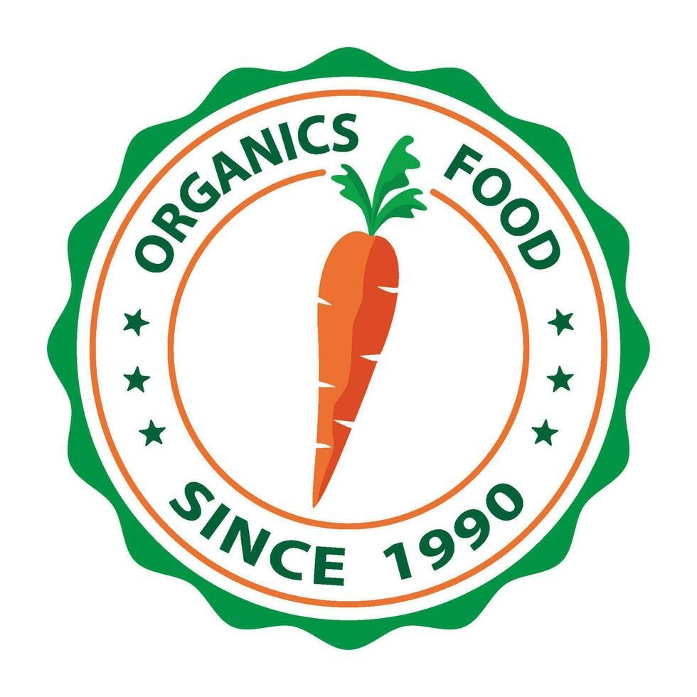 free vector carrot logo template, organic food badge logo template