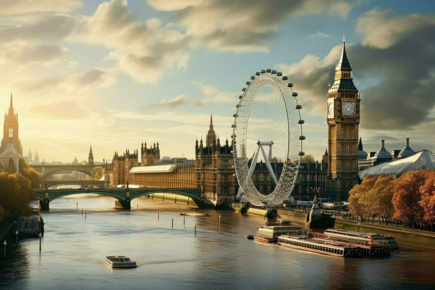 AI generated Beautiful London and the river , London City Ai generated photo