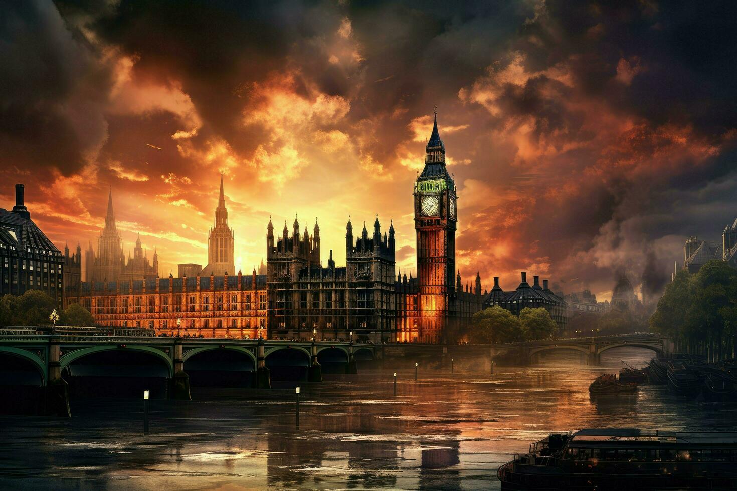 AI generated Beautiful London and the river , London City Ai generated photo