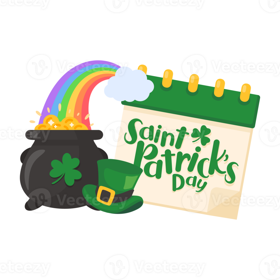 St. Patrick's Day calendar decorated with clover leaves Notification of festival celebrations png