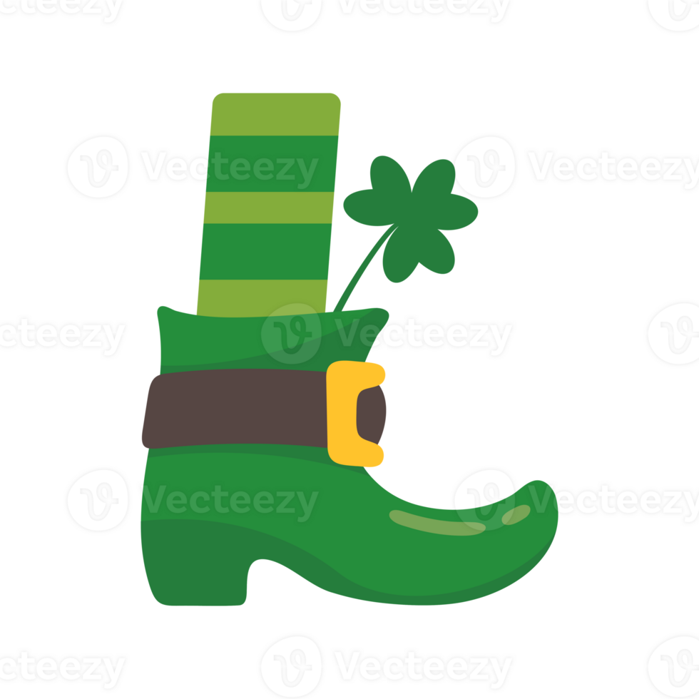 Green shoes with a gold belt. with green patterned socks St. Patrick's Festival elements png