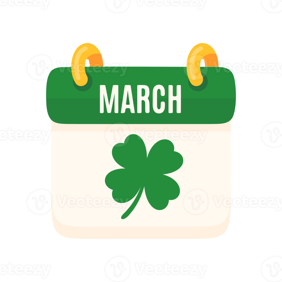 St. Patrick's Day calendar decorated with clover leaves Notification of festival celebrations png