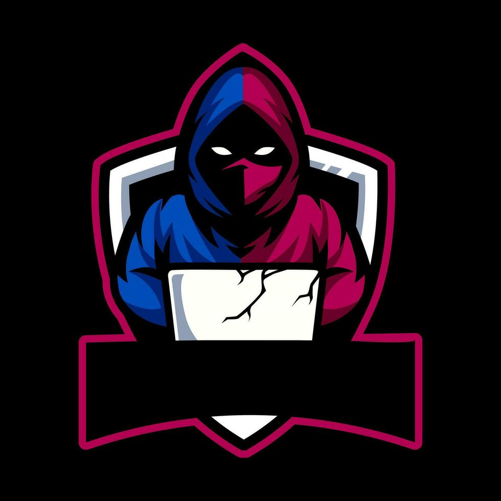 hacker mascot with laptop vector