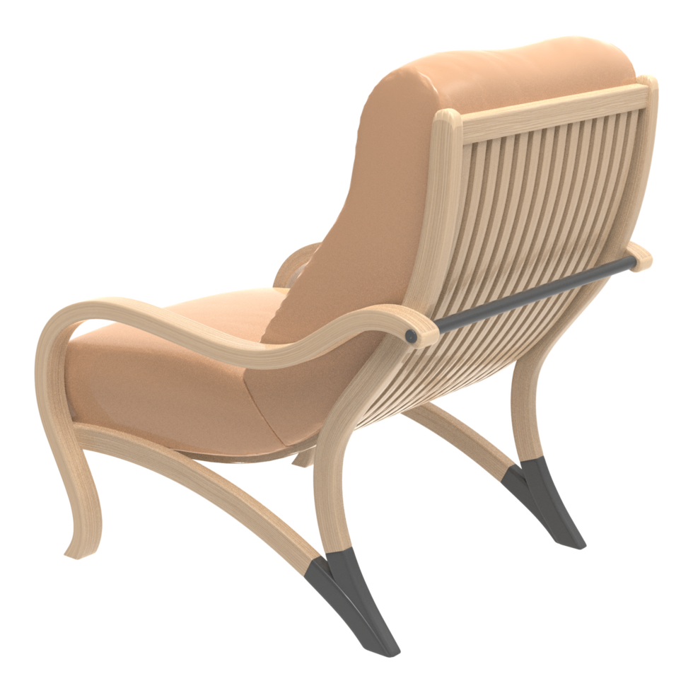ein Stuhl mit ein bräunen Leder Sitz und zurück png