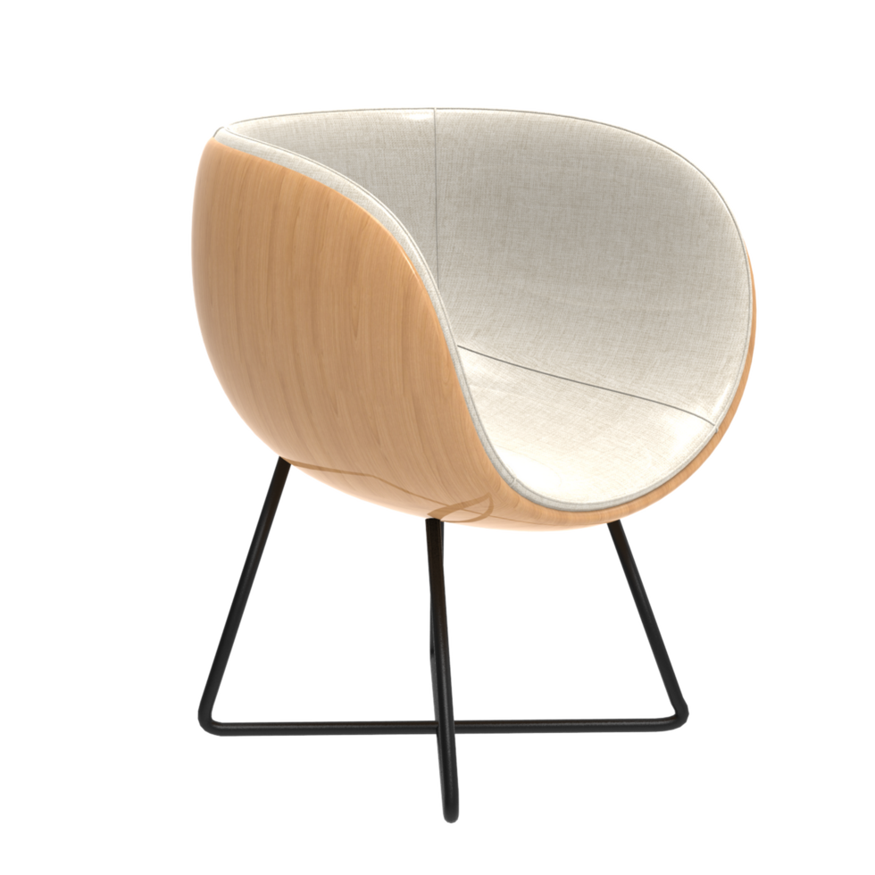 chair with a wooden frame and a white cushion png