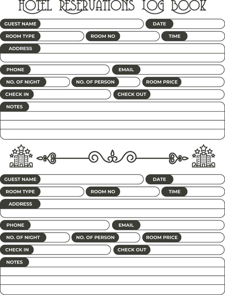 Hotel reservation tracker logbook journal kdp interior vector