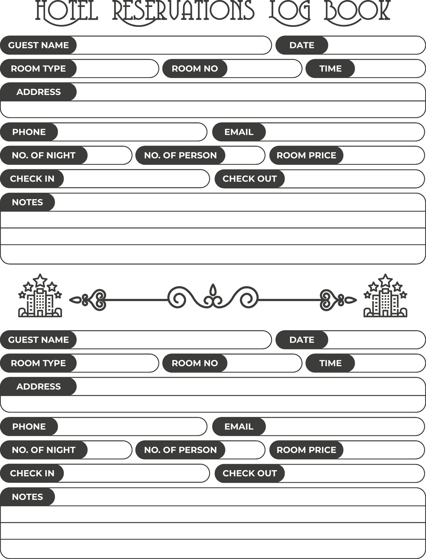 Hotel reservation tracker logbook journal kdp interior 35923208 Vector