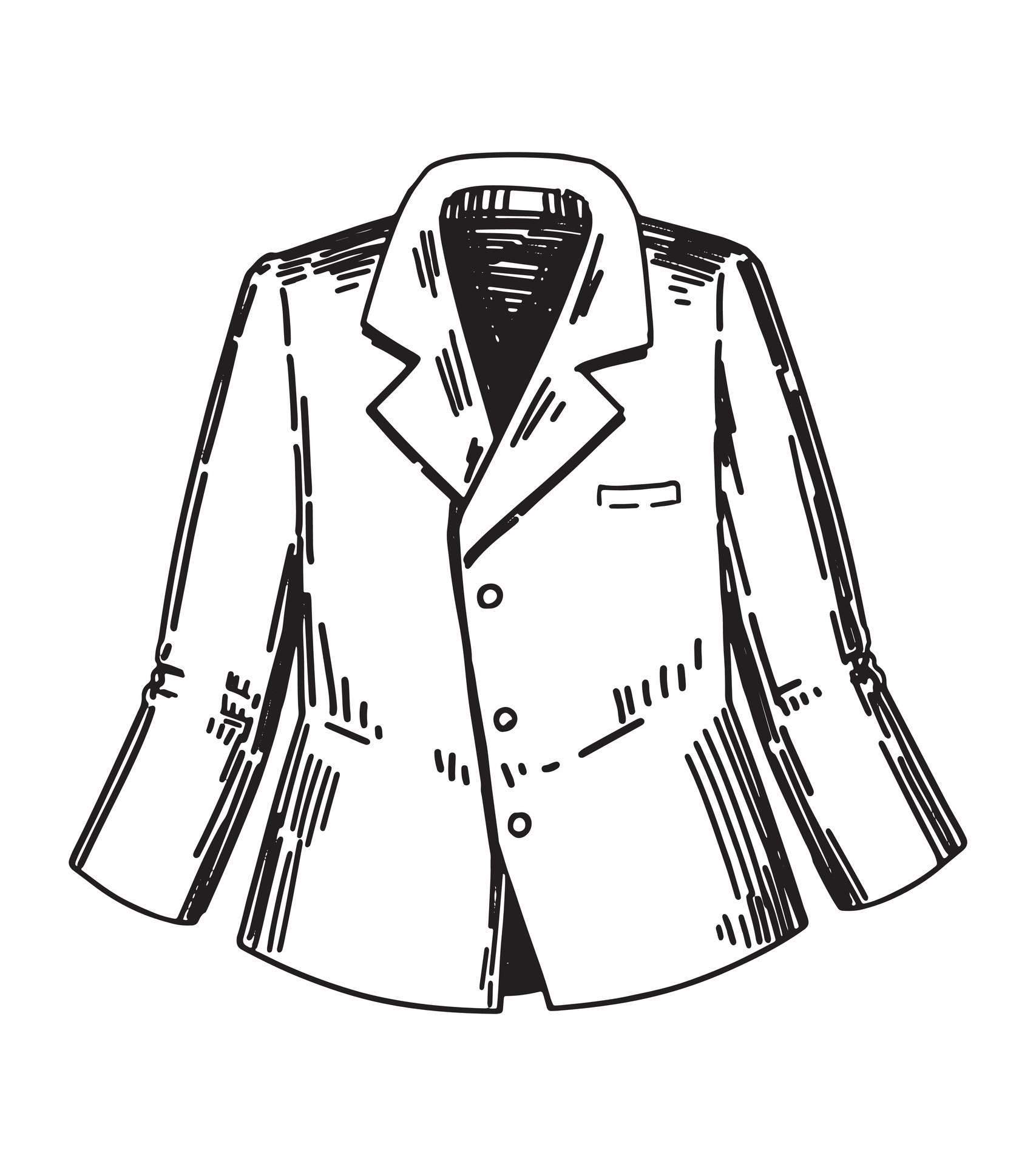 Doodle of classic suit jacket. Outline drawing of spring outerwear. Hand drawn vector