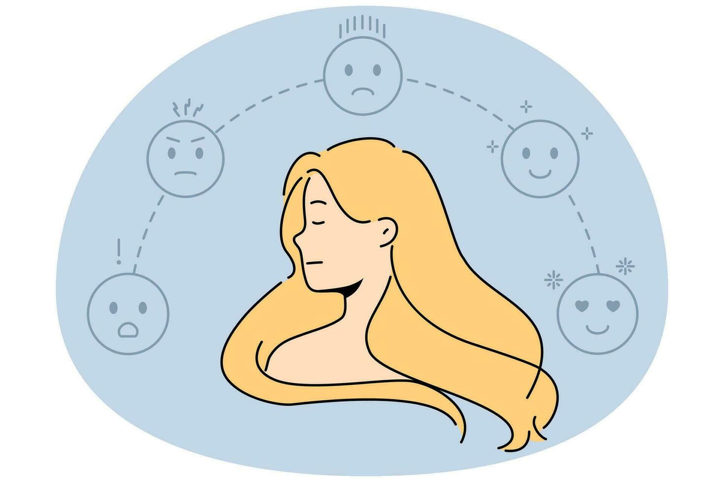 Woman surrounded with different emojis vector