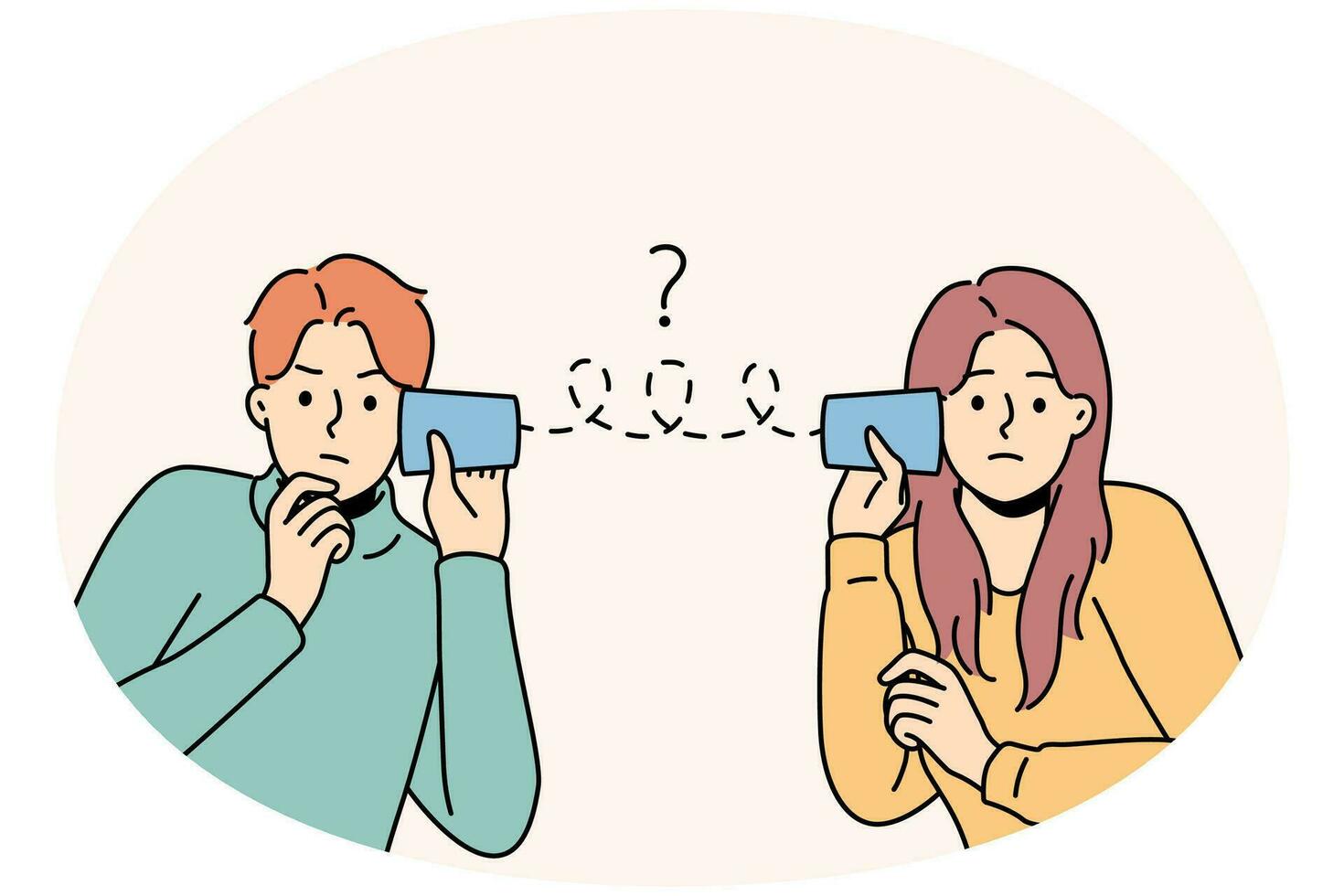 Unhappy couple distressed with communication problems vector
