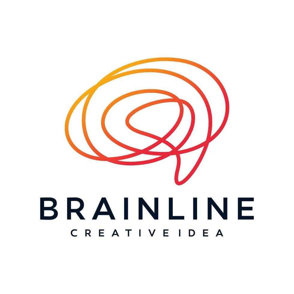 Creative abstract brain line logo vector template