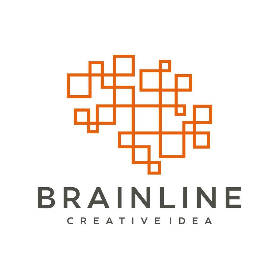 Creative abstract brain line logo vector template
