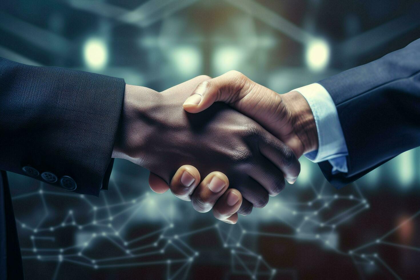 AI generated Business people shake hands , Close up of business people shaking hands Ai generated photo