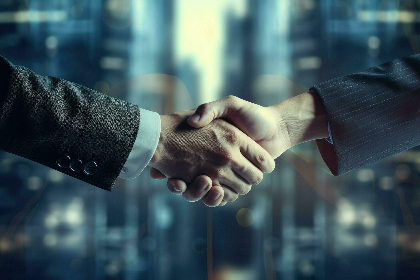 AI generated Business people shake hands , Close up of business people shaking hands Ai generated photo