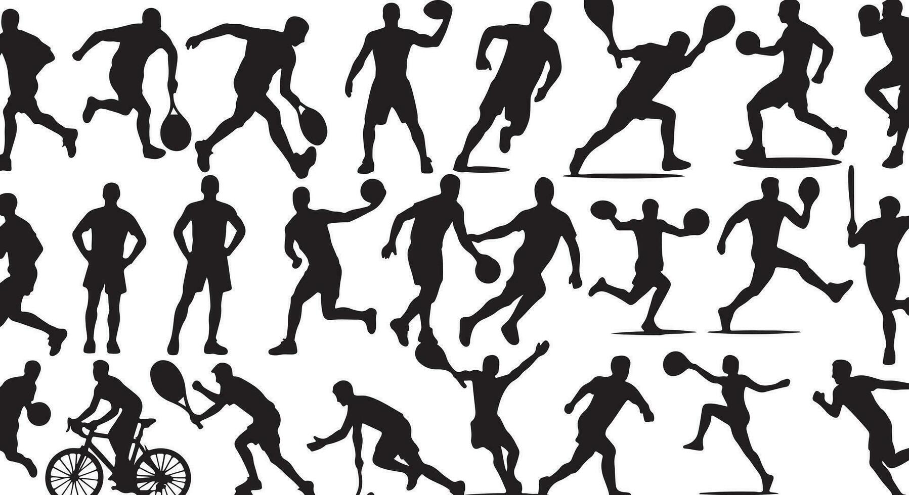 Sports man vector silhouette set