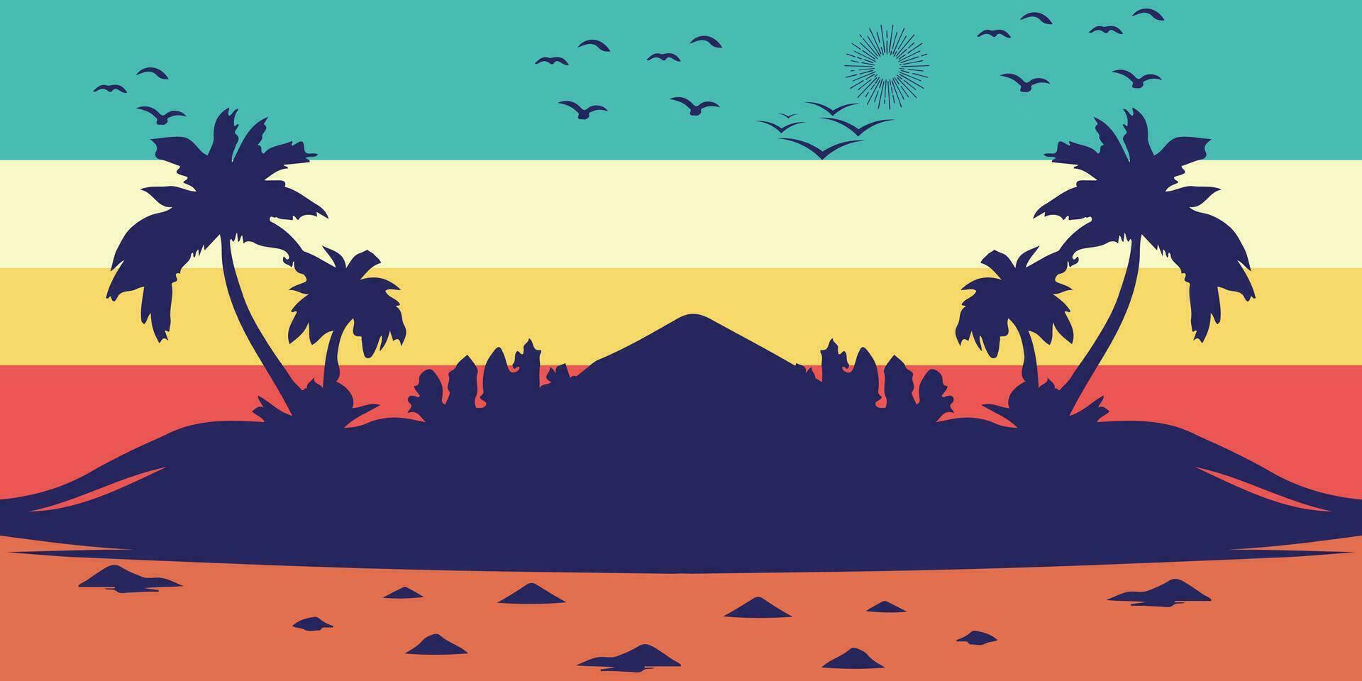 Tropical island with palm trees landscape design vector