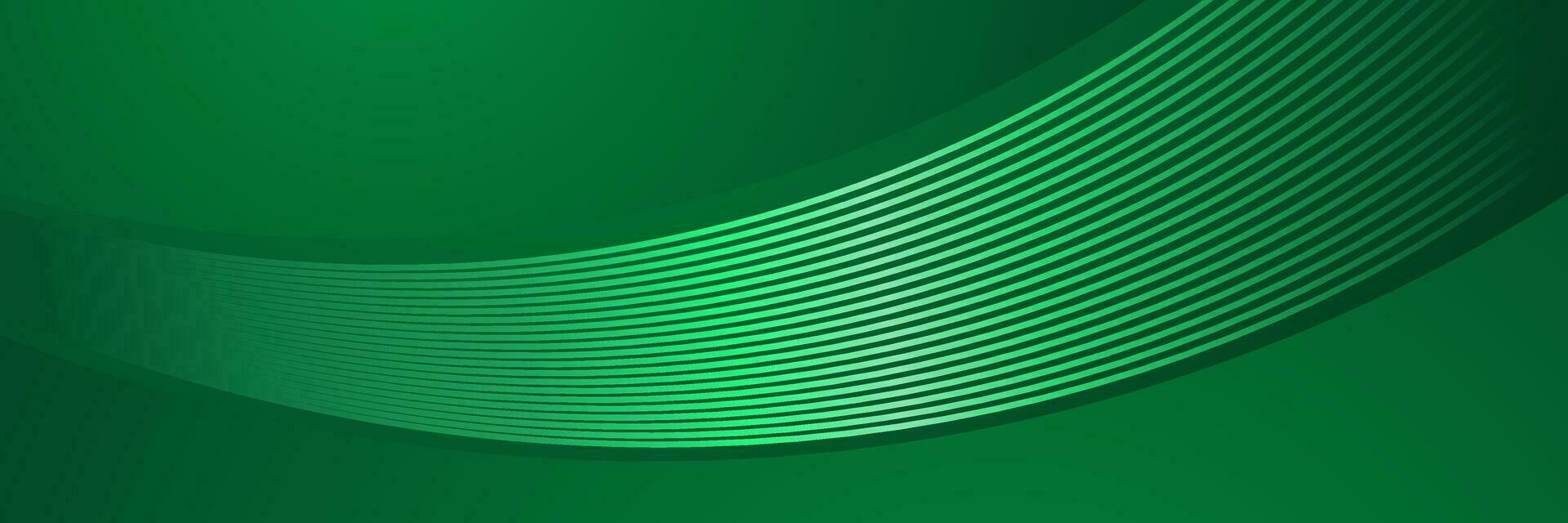 abstract business dark green wave background with glowing lines vector