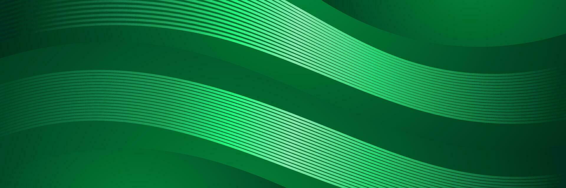 abstract business dark green wave background with glowing lines vector